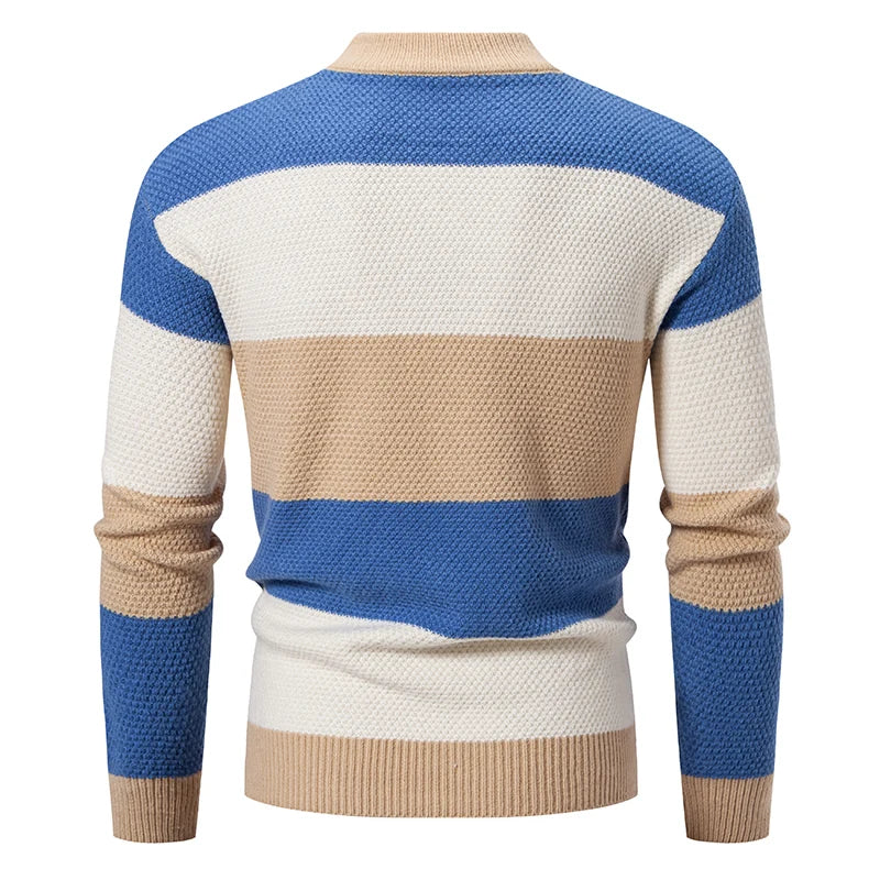 Men's Multi Stripe Turtleneck Knit Jumper