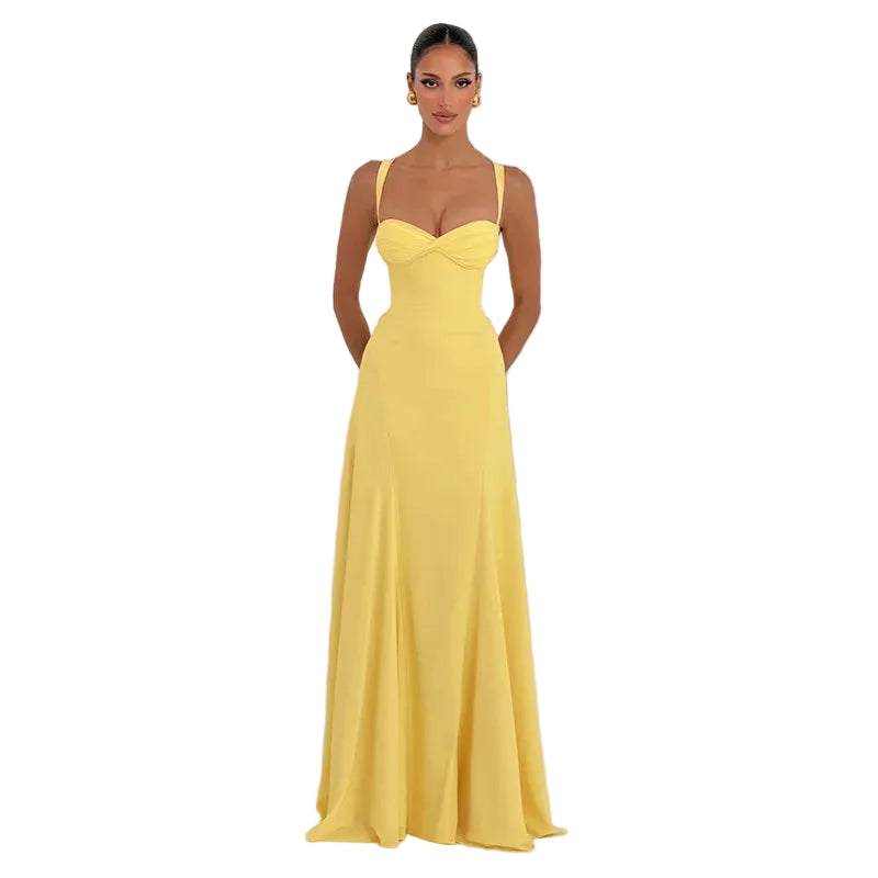 Cross Back Maxi Dress With Sweetheart Neckline