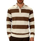 Men's Rugby Stripe Long Sleeve Polo Shirt