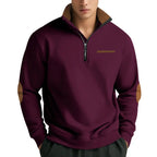 Men's Quarter Zip Sweatshirt – Long Sleeve Jumper with High Neck and Contrast Elbow Patches