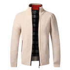 Men's Stand Neck Sweater Zip Front Jacket With Pockets