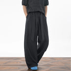 Wide Leg Pleated Pull On Trousers