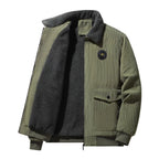 Men's Sherpa Lined Corduroy Jacket – Long Sleeve Button Up Coat with Front Pockets