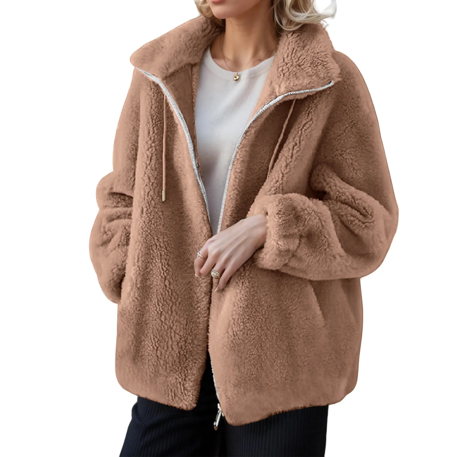 Women's Fleece Jacket – Hooded Full Zip Long Sleeve Warm Winter Coat Main image