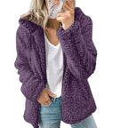 Women's Teddy Fleece Jacket – Fluffy Long Sleeve Open Front Winter Coat