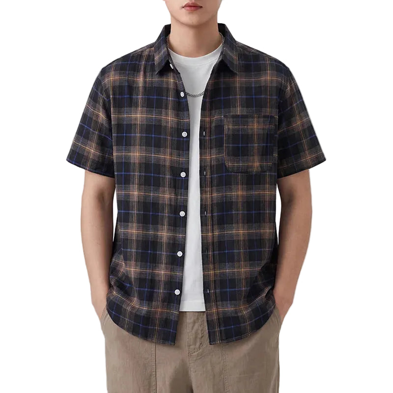 Plaid Button Up Short Sleeve Shirt