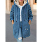 Women's Fleece Hooded Jacket – Full Zip Long Sleeve Winter Coat