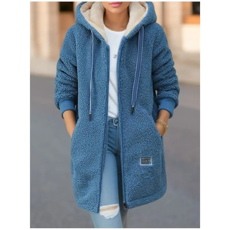 Women's Fleece Hooded Jacket – Full Zip Long Sleeve Winter Coat Main image