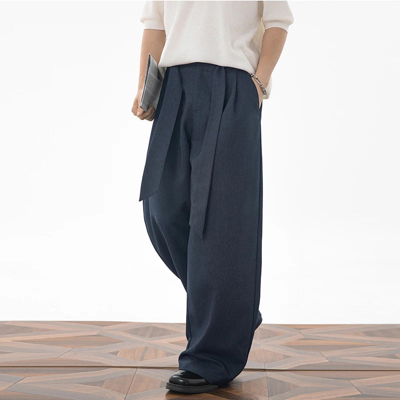 Wide Leg Pleated Pull On Trousers