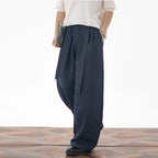 Wide Leg Pleated Pull On Trousers