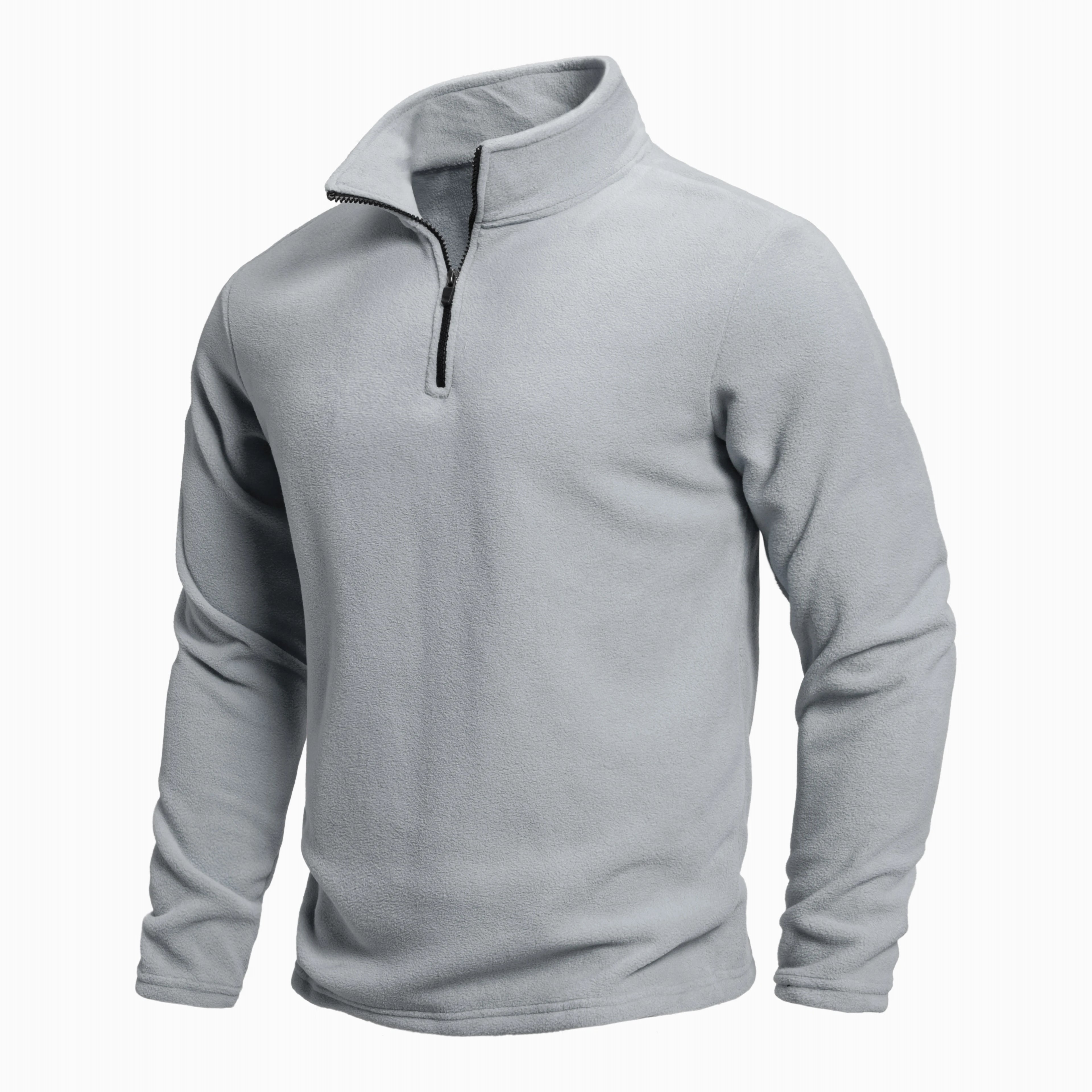 Men's Quarter Zip Fleece Jumper with Stand Collar