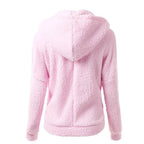 Women's Fleece Hooded Jacket – Full Zip Long Sleeve Winter Coat with Pockets