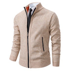 Men's Zip Up Sweater Stand Collar Full Front Jacket