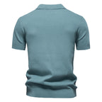 Men's Short Sleeve Collared Polo Shirt with Textured Pattern