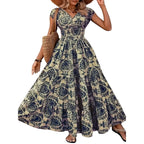 Flared Printed Long Dress Women