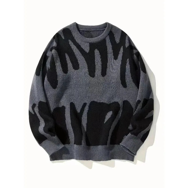 Men's Abstract Pattern Knit Jumper with Crew Neck