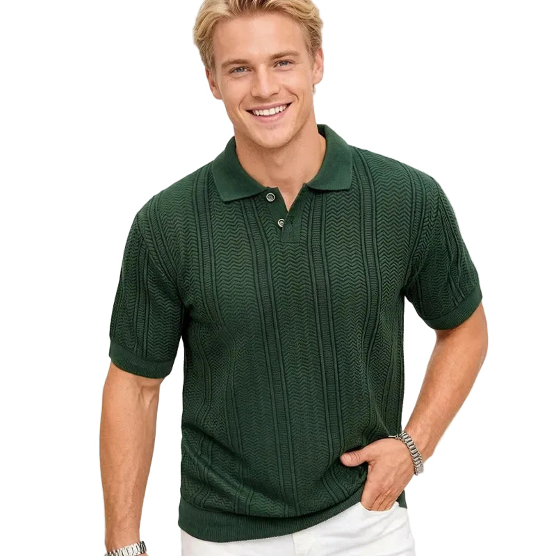 Men's Knit Collared Shirt Short Sleeve