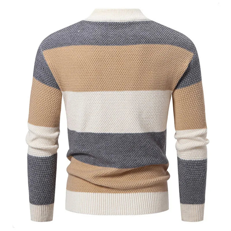 Men's Multi Stripe Turtleneck Knit Jumper