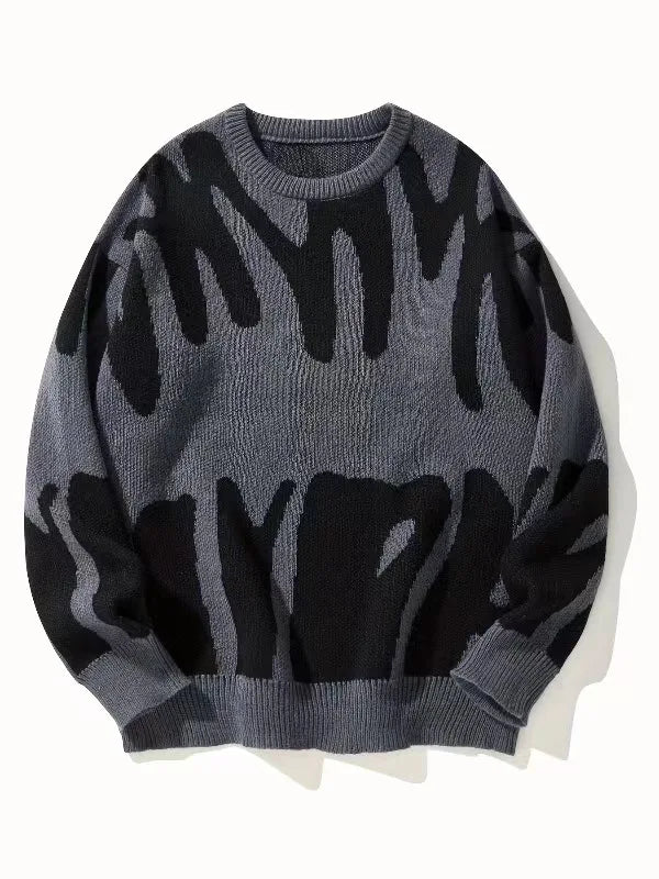 Men's Abstract Pattern Knit Jumper with Crew Neck