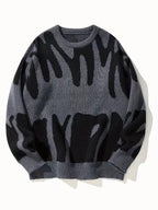 Men's Abstract Pattern Knit Jumper with Crew Neck
