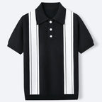 Men's Two Panel Stripe Knit Polo