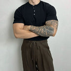 Men's Round Neck Henley Shirt