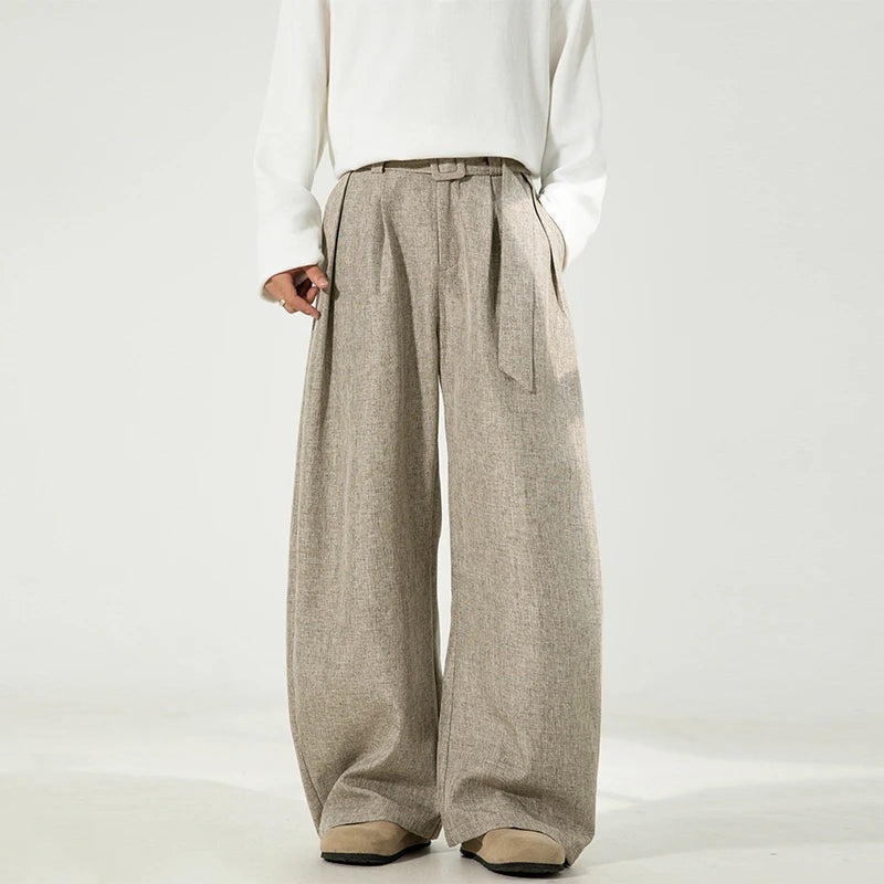 Loose Fit Pleated Wide Leg Pants