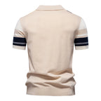Men's Classic Polo Shirt with Vertical Stripe Panel Design