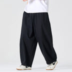 Men's Loose Fit Drawstring Wide Leg Straight Hem Pants
