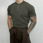 Men's Round Neck Henley Shirt