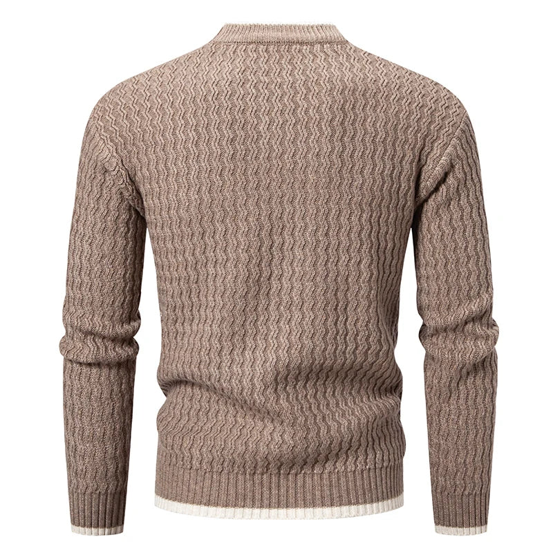 Men's Crewneck Sweater Textured Knit Long Sleeve Pullover
