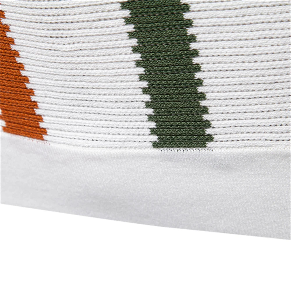 Men's Vertical Stripe Polo Shirt with Short Sleeves and Ribbed Hem