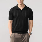 Vertical Pattern Buttonless Polo Top Men