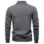 Men's Knitted Quarter Zip Jumper – Long Sleeve High Neck Sweater