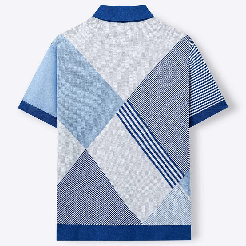 Geometric Pattern Short Sleeve Polo Shirt