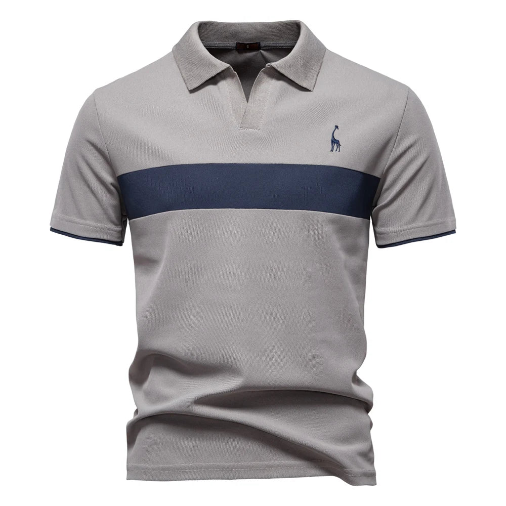 Men's Collared Polo Shirt with Chest Panel and Button Placket