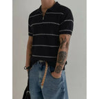 Men’s Knit Polo with Stripe Pattern