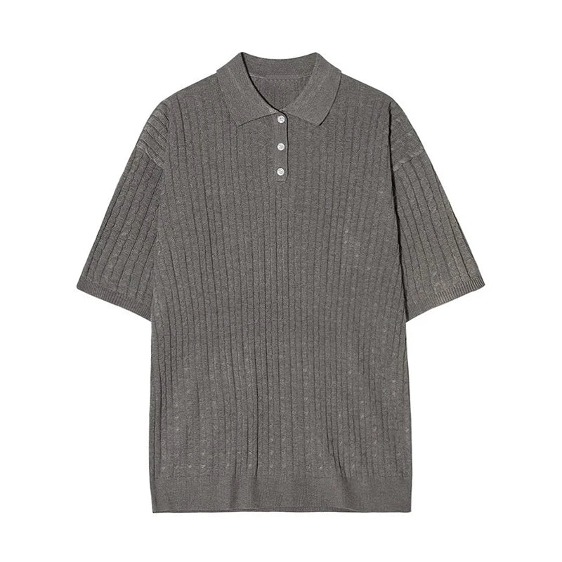 Men's Textured Three Button Polo Shirt
