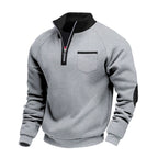 Men's Quarter-Zip Pullover Sweatshirt – Long Sleeve Stand Collar Chest Pocket Top