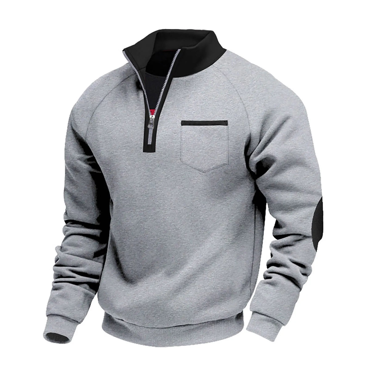 Men's Quarter-Zip Pullover Sweatshirt – Long Sleeve Stand Collar Chest Pocket Top
