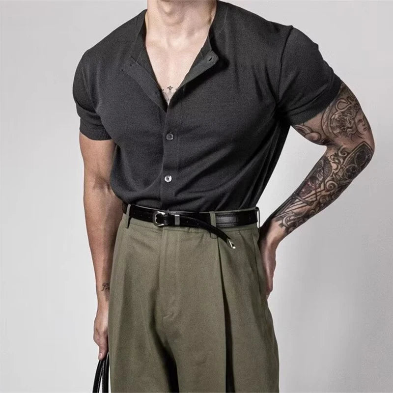 Men’s Resort Collar Button Knit Shirt