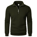 Men's Zip Neck Jumper with Ribbed Cuffs