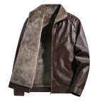 Men's Shearling-Lined Jacket – Long Sleeve Zip Front Outerwear with Turn-Down Collar