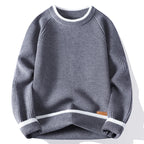 Men's Ribbed Knit Jumper with Crew Neck Long Sleeves