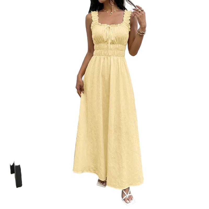 Women's Smocked Ruffle Strap Maxi Dress