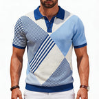 Geometric Pattern Short Sleeve Polo Shirt