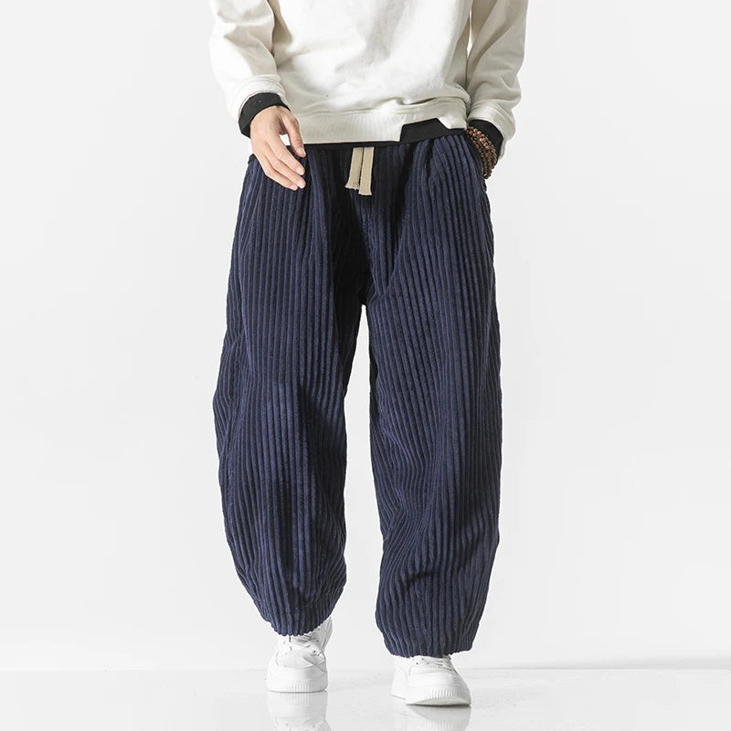 Men's Stripe Pants With Drawstring Waist