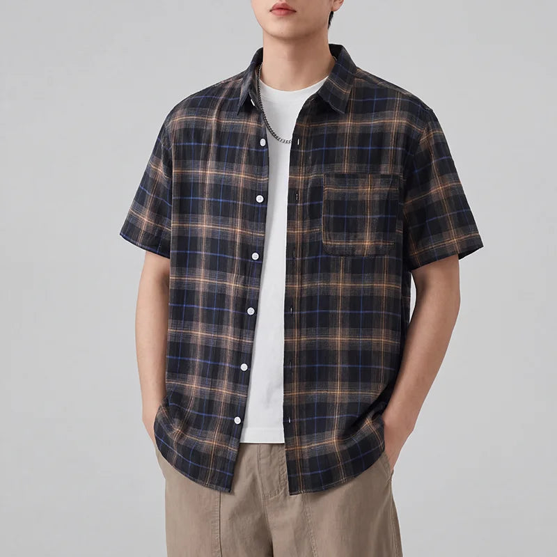 Plaid Button Up Short Sleeve Shirt