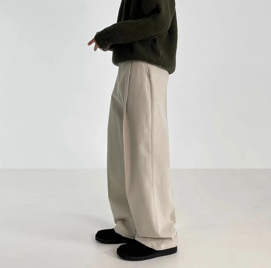 Men's Wide Leg Pleated Pants