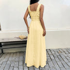 Women's Smocked Ruffle Strap Maxi Dress